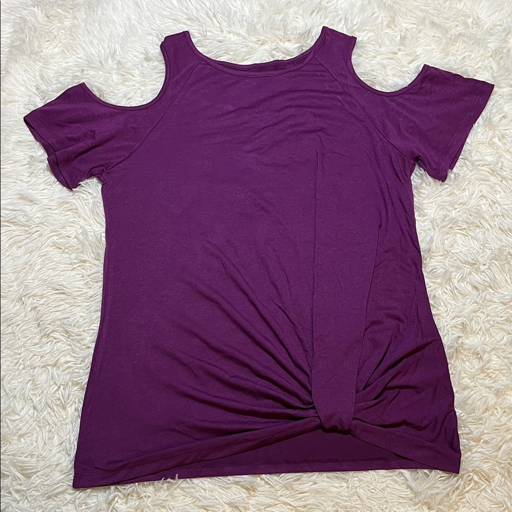 K66 Purple Cold Shoulder Women's Top